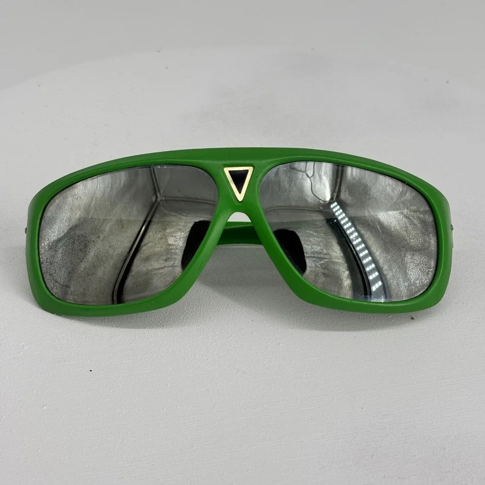 VTG Aviator Sunglasses Mens OS Green Good Japan 359 Flat Top Shield